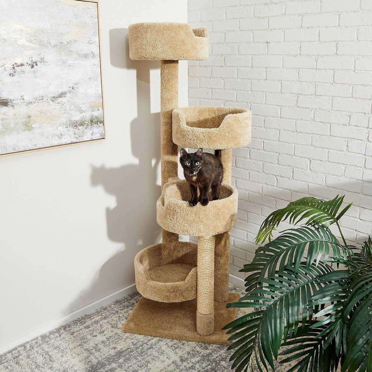 65-in Real Carpet Wooden Cat Tree U3655