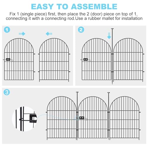 36 in x 17.5 Ft 8 Panels Arched Rustproof Metal Garden Fence H941008