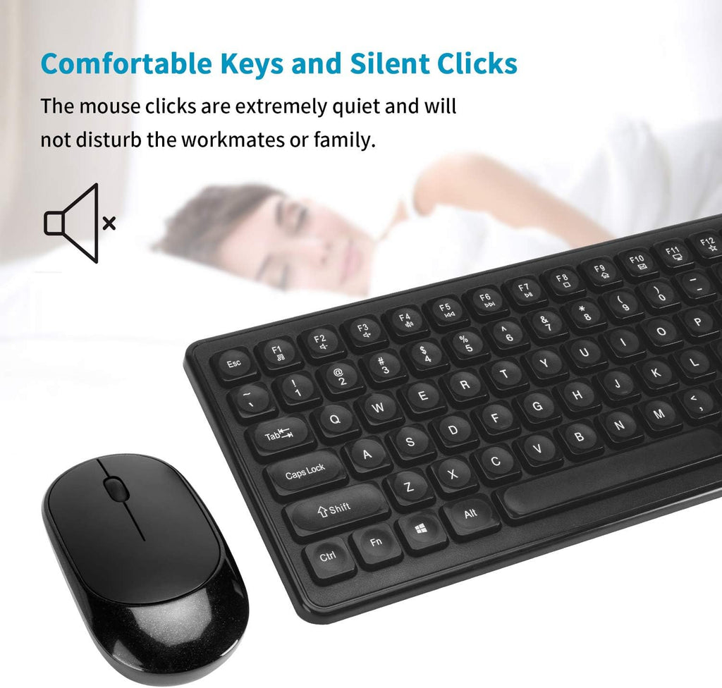 Wireless Keyboard and Mouse Combo, USB Compact Full Size Keyboard and 2.4Ghz Optical Mouse D4804