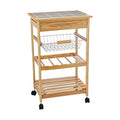 Natural Pinewood Mobile Kitchen Cart W52211