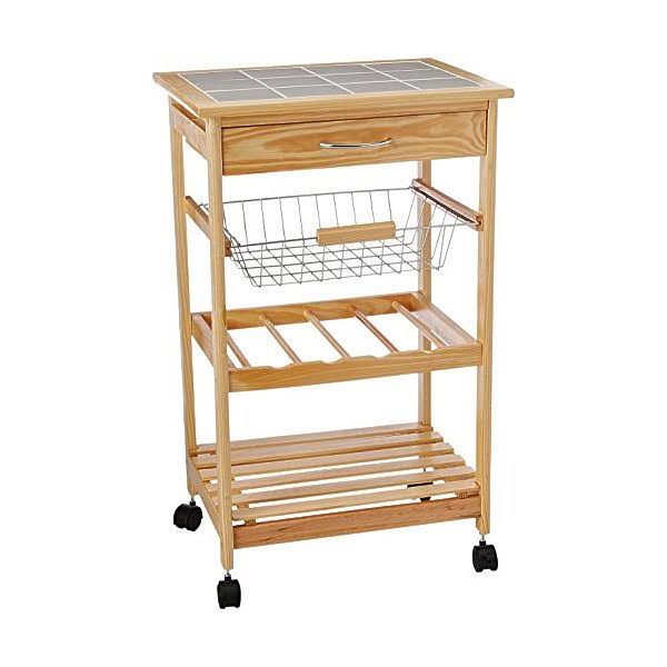 Natural Pinewood Mobile Kitchen Cart W52211