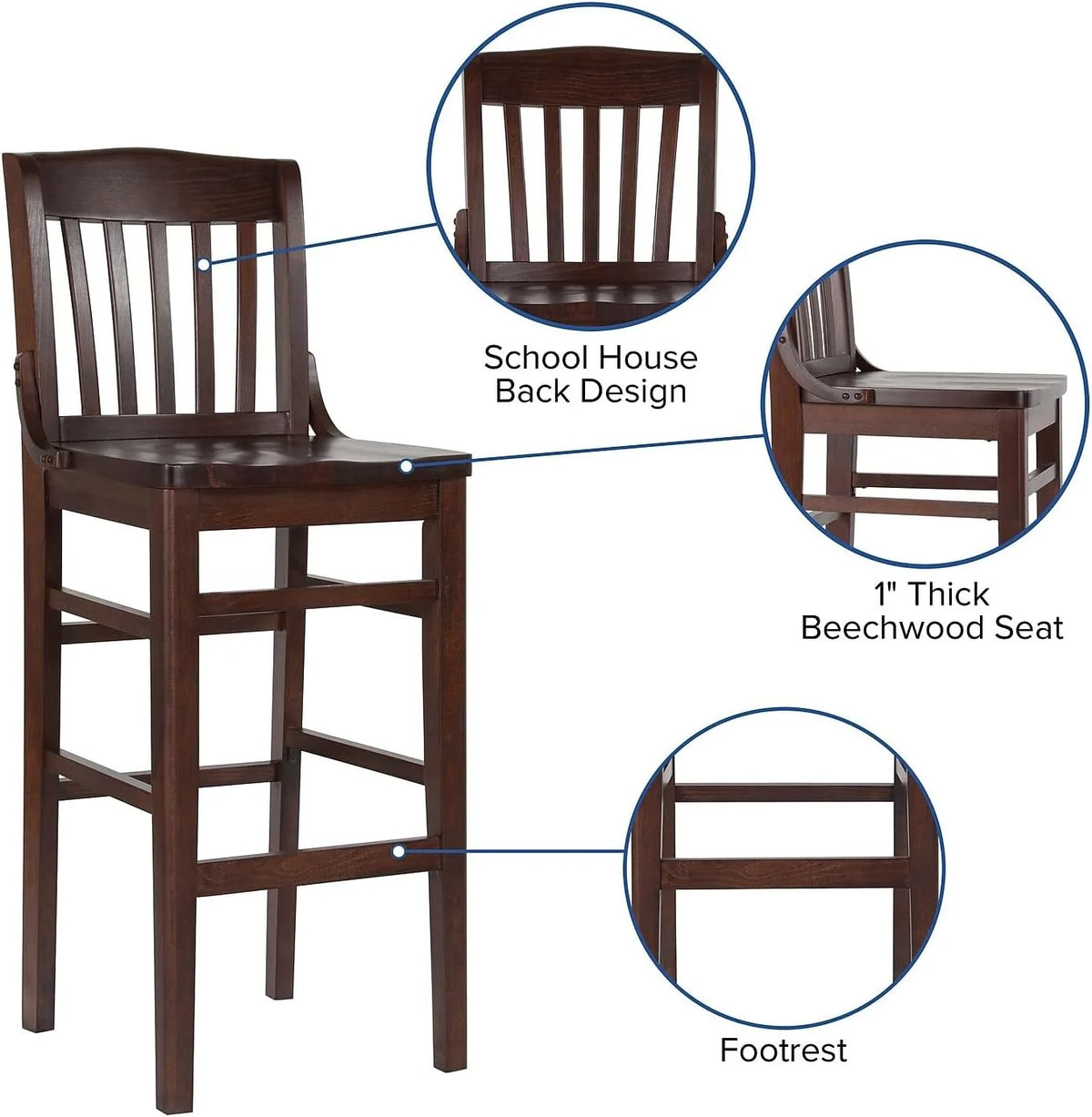 Walnut Wood Barstool U2919