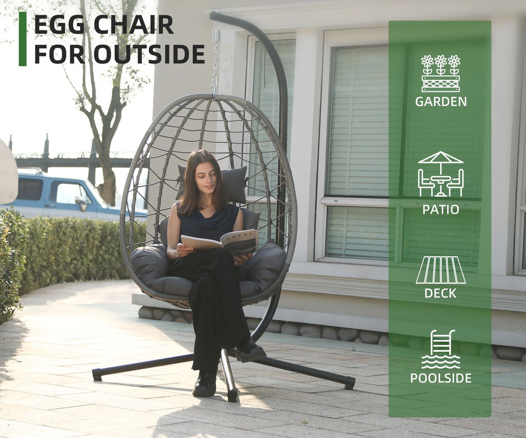 Indoor Outdoor Egg Swing Chair with Soft Cushion B7266