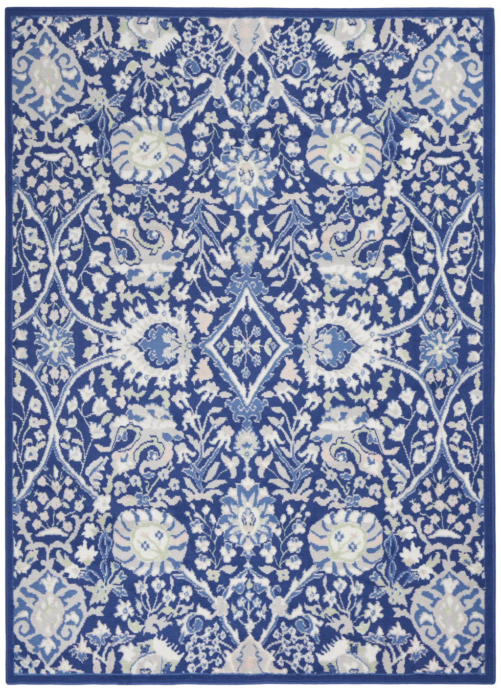 Floral Bohemian Navy Multicolor 5' x 7' Area Rug O416