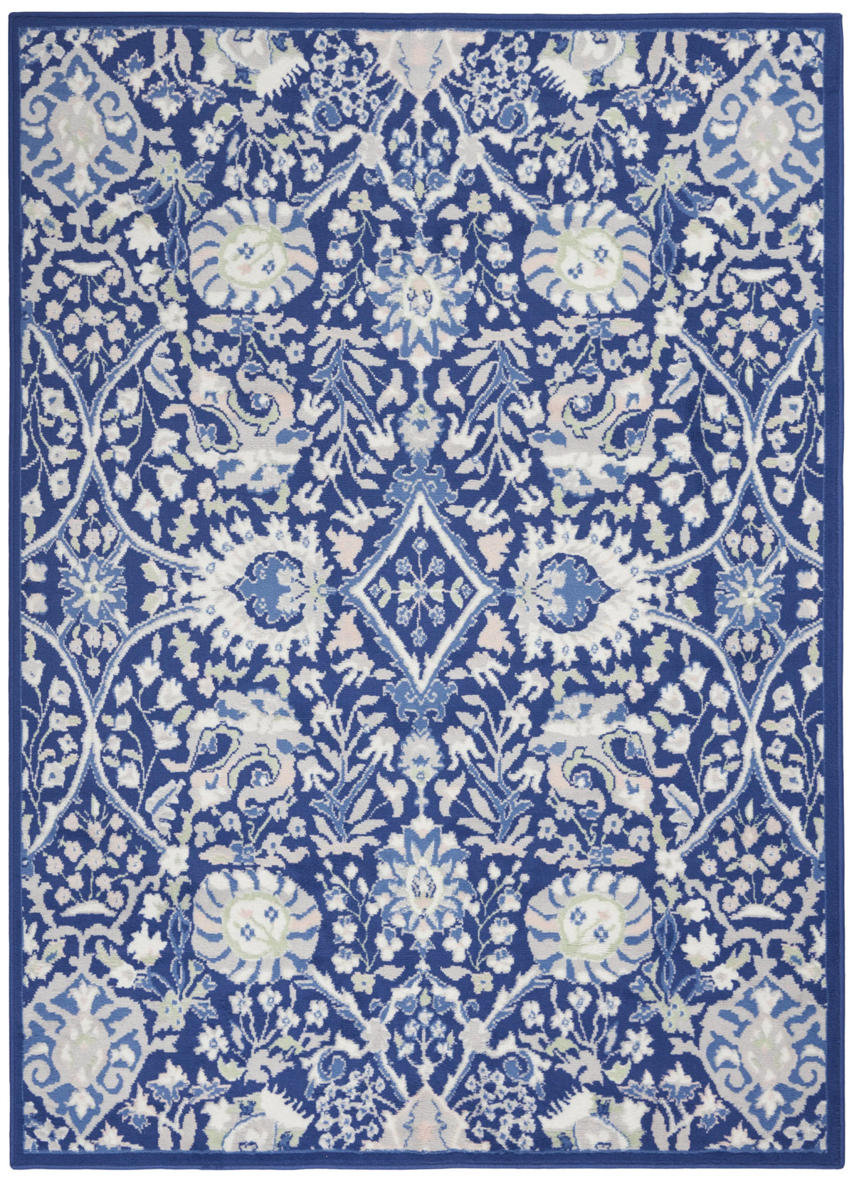 Floral Bohemian Navy Multicolor 5' x 7' Area Rug O416