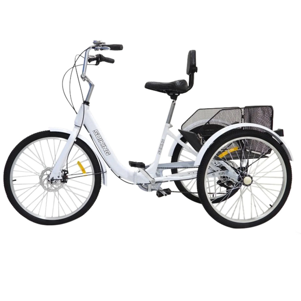 24-Inch 7-Speed Foldable Tricycle Cruiser Bike with Basket K425