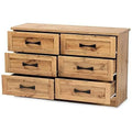 Oak Brown 6-Drawer Wood Storage Dresser D1665