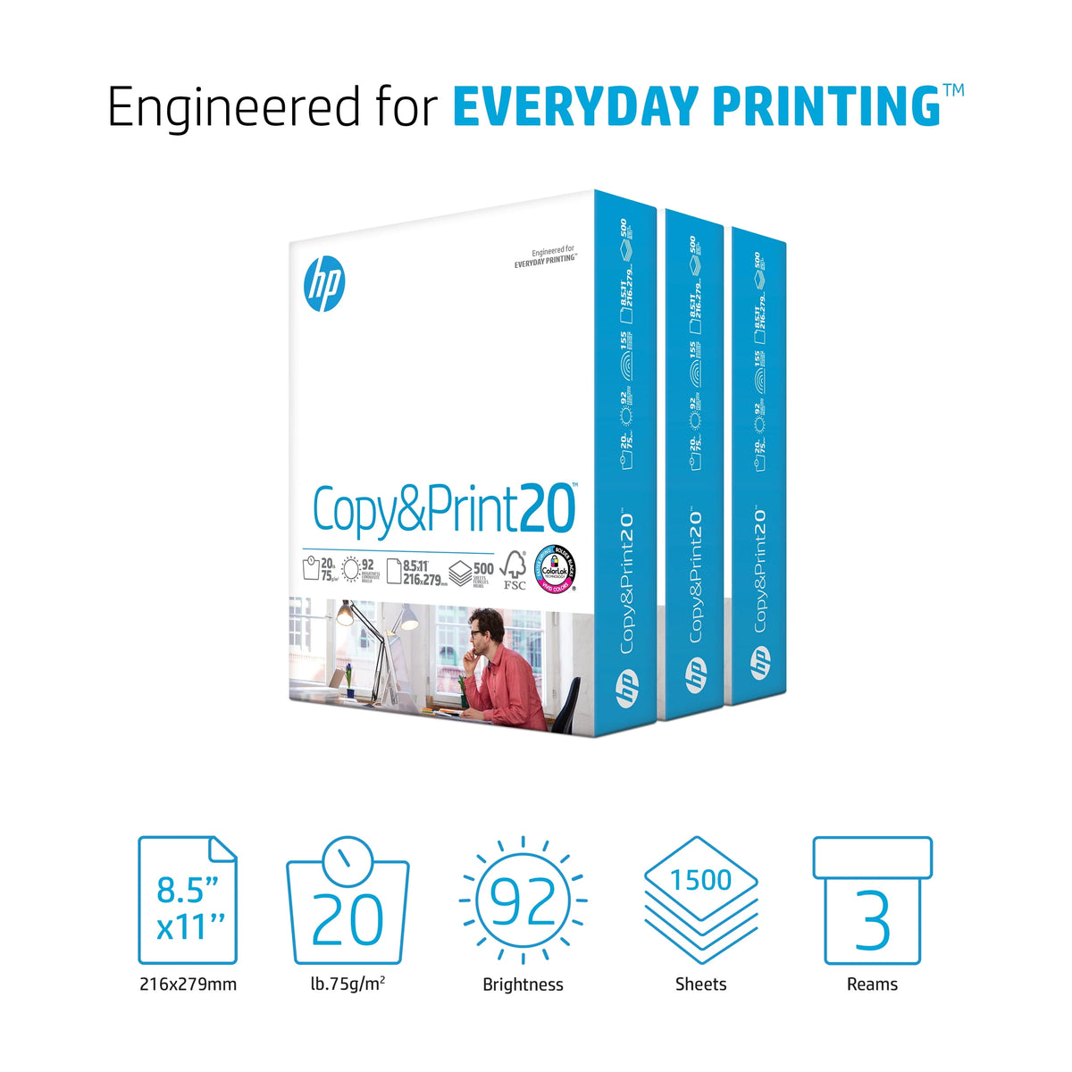 20lb 8.5 x 11 500 Sheets Copy Paper R4040
