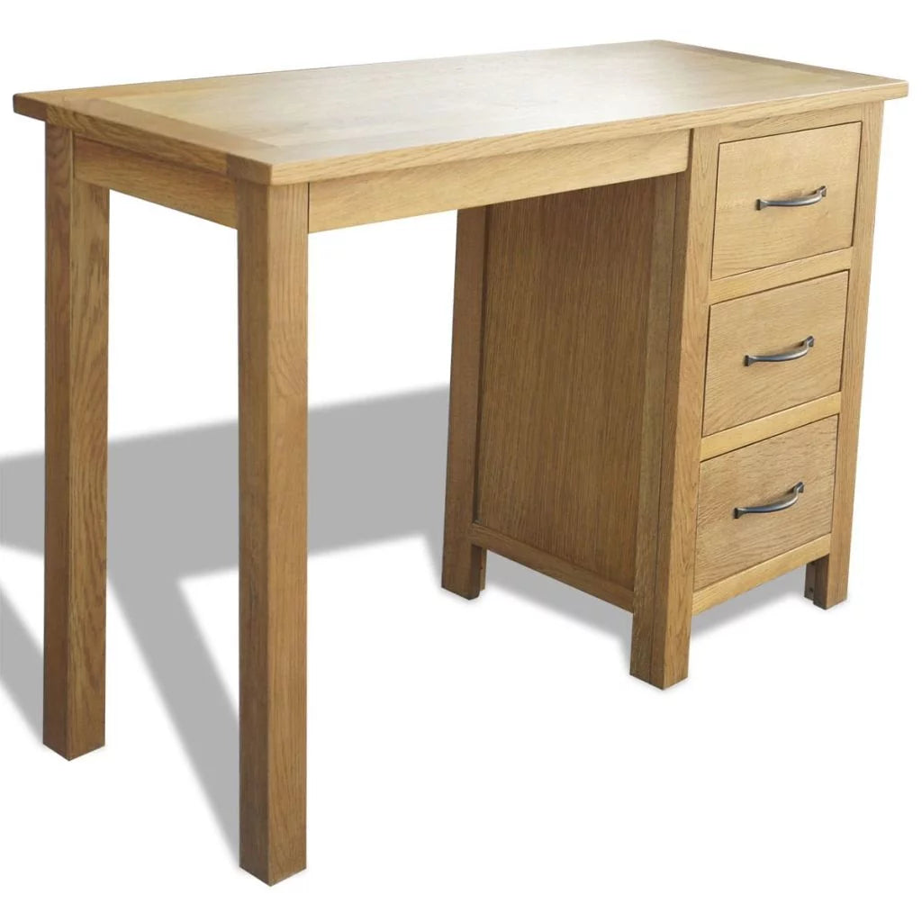 Solid Oak Wood Desk with 3 Drawers U11774