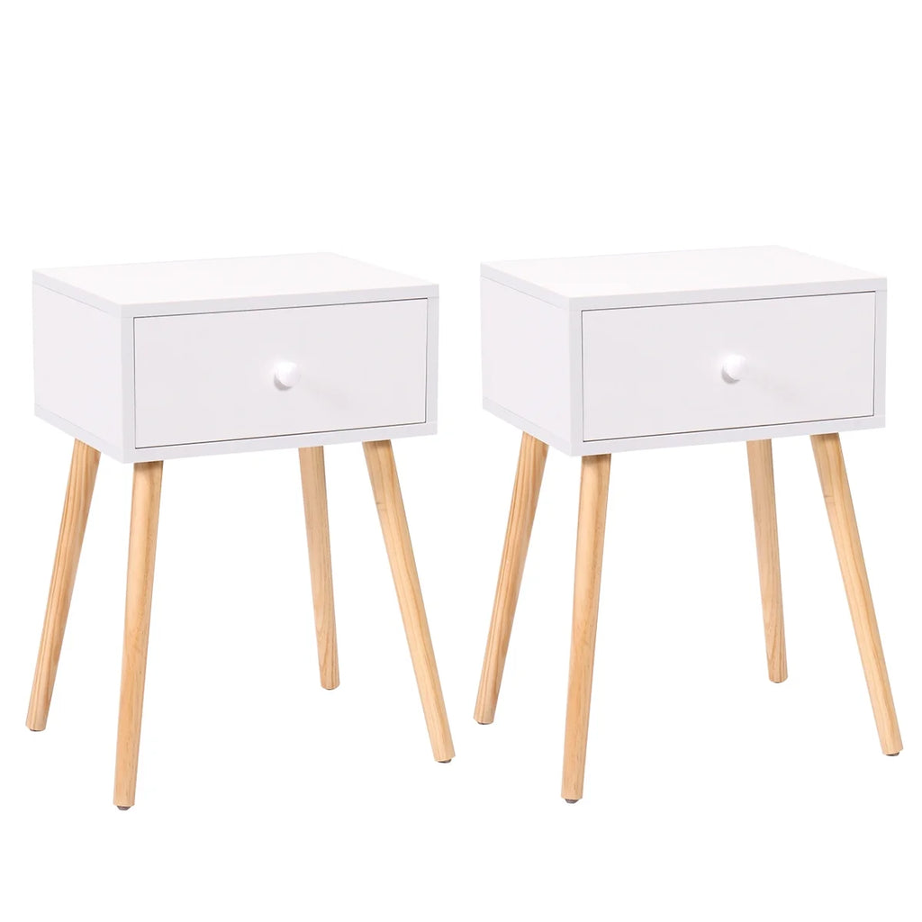 Set of 2 Wood Nightstand with Storage Drawer F356735