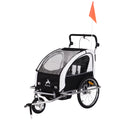 2-in-1 Double Child Two-Wheel Bicycle Cargo Trailer with 2 Safety Harnesses, Green C96938