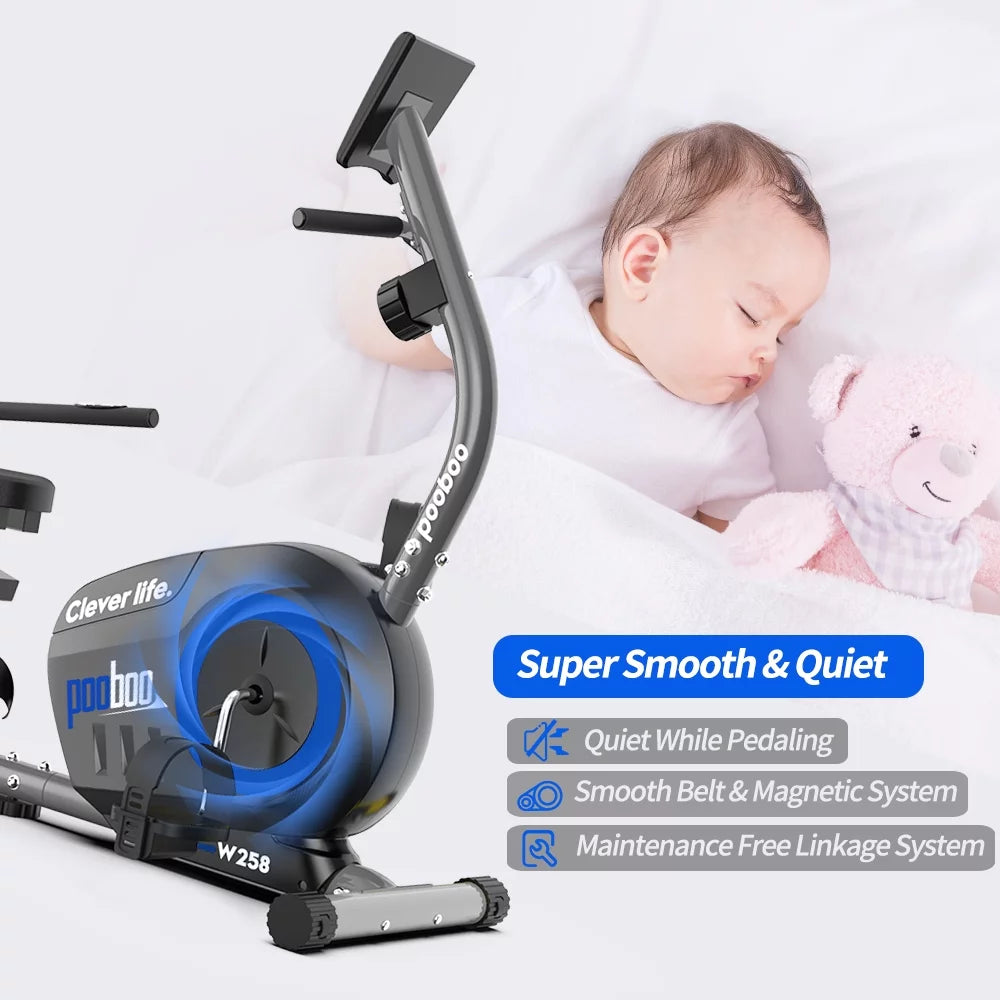 Magnetic Recumbent Exercise Bike 330lbs Blue H5305
