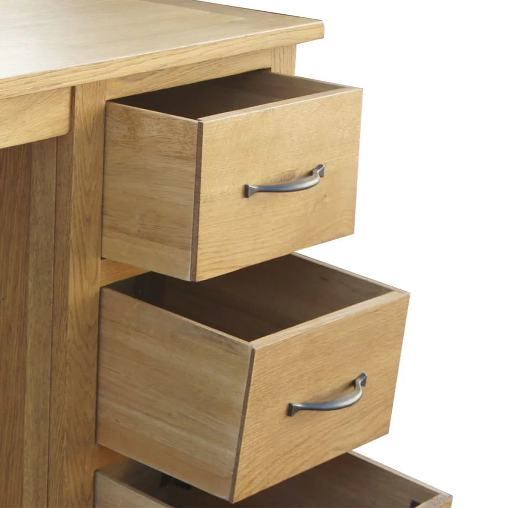 Solid Oak Wood Desk with 3 Drawers U11774