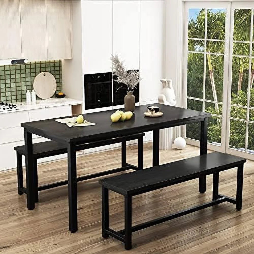 3 Piece Dining Table Set with 2 Benches F6145