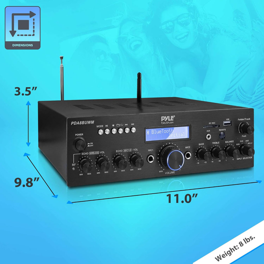 200W Dual Channel Wireless Microphone Power Amplifier System E1297
