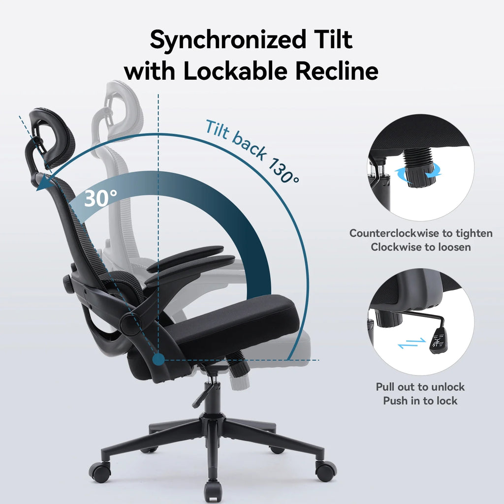 Black Ergonomic Mesh Office Chair with Headrest and Lumbar Support I877603