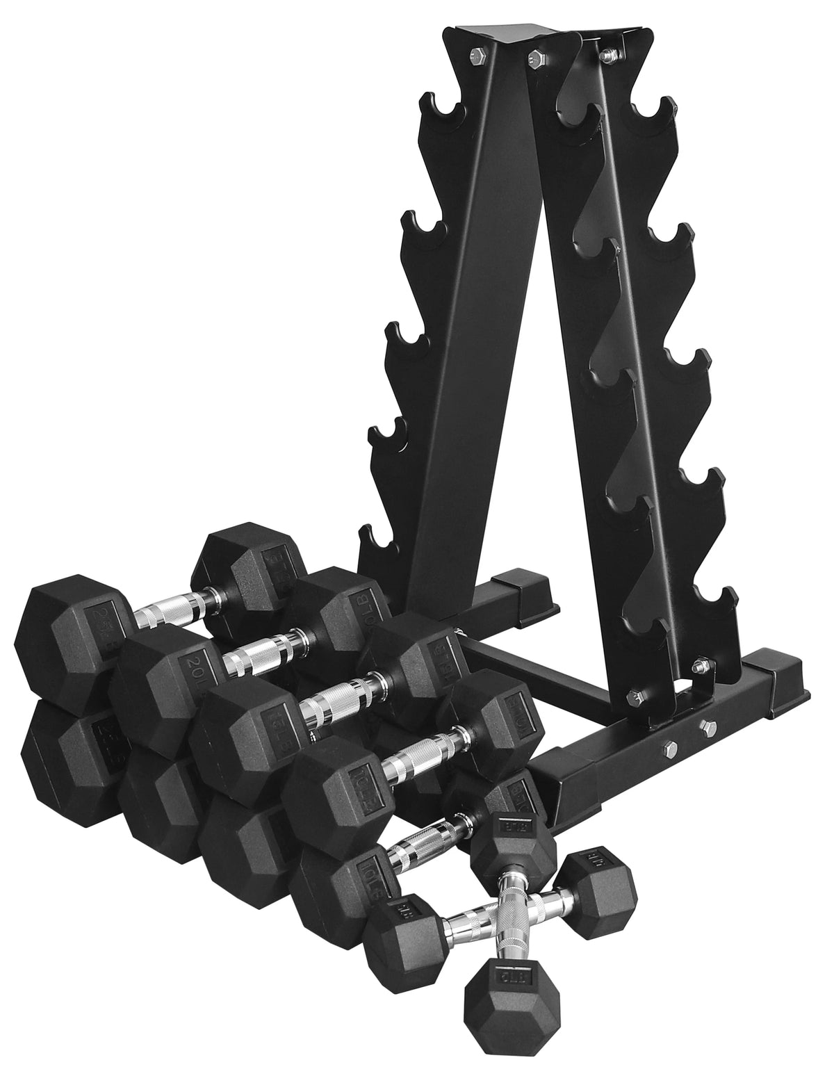 150LB Coated Hex Dumbbell Weight Set and Storage Rack R226