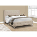 Beige & Chrome Queen Size Bed D6881