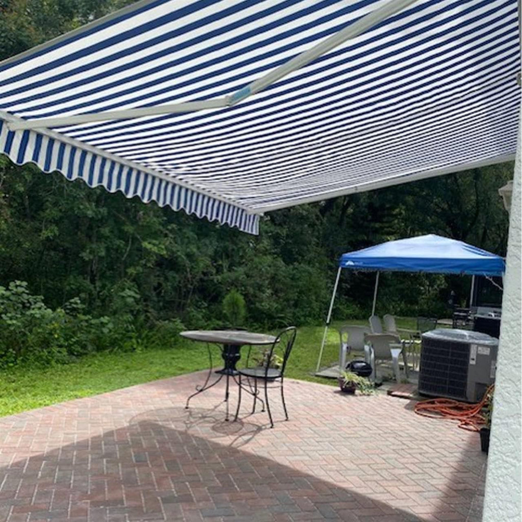 20x10 Feet Polyester Patio Awning Fabric Replacement Blue/White Stripes J742