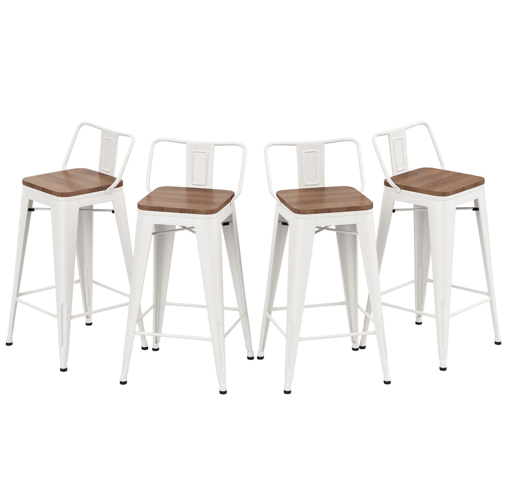 24 Metal Barstools Set of 4 Counter Height with Back D4356