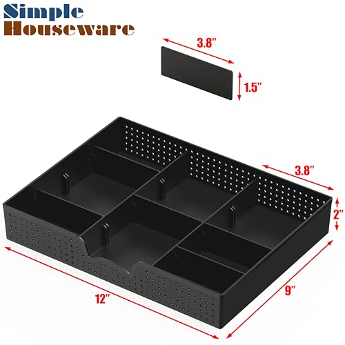 Black 2 Pack Drawer Organizer with 9 Adjustable Compartments L37868