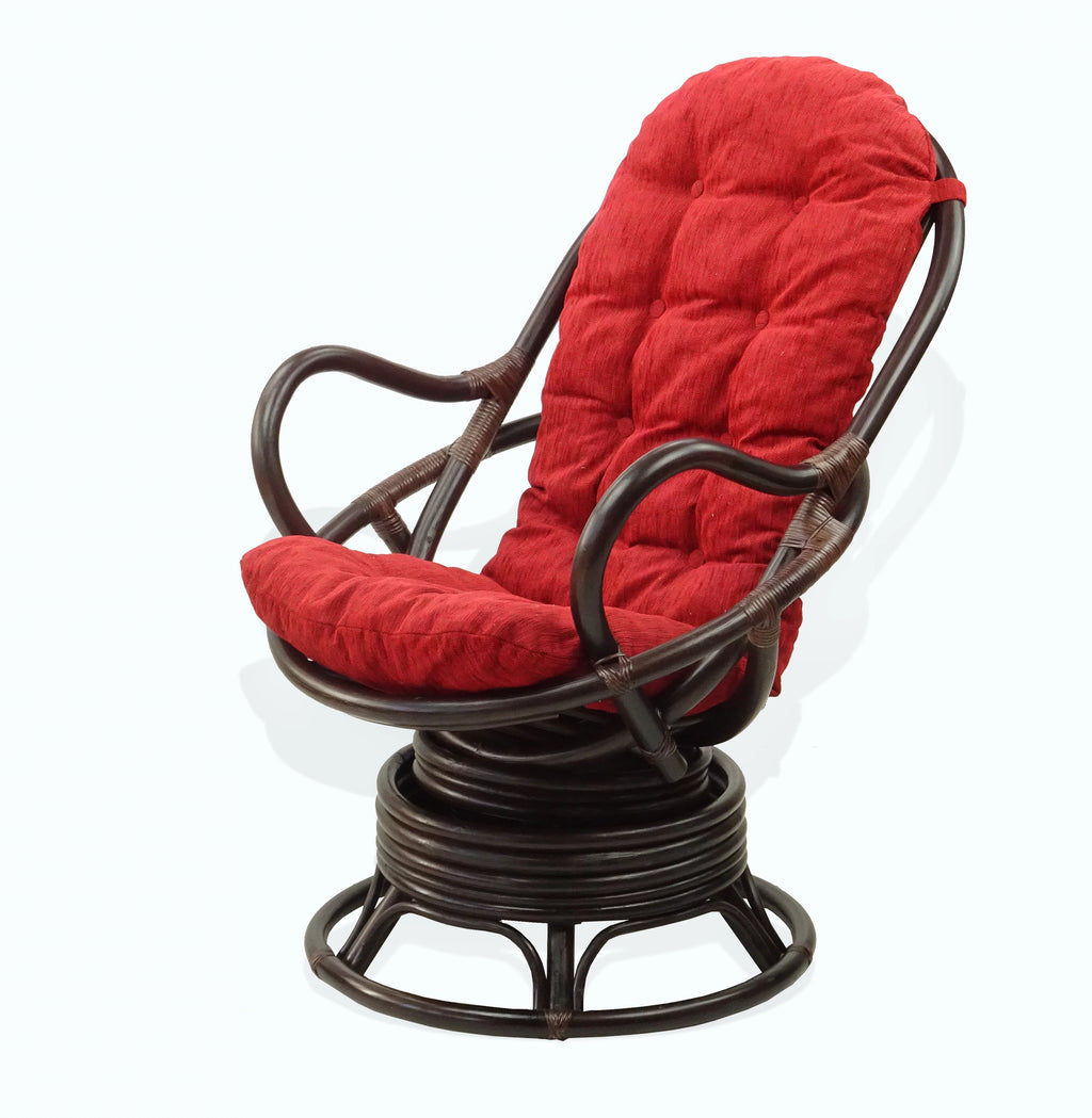Natural Rattan Wicker Swivel Rocking Lounge Chair with Cushion U5543