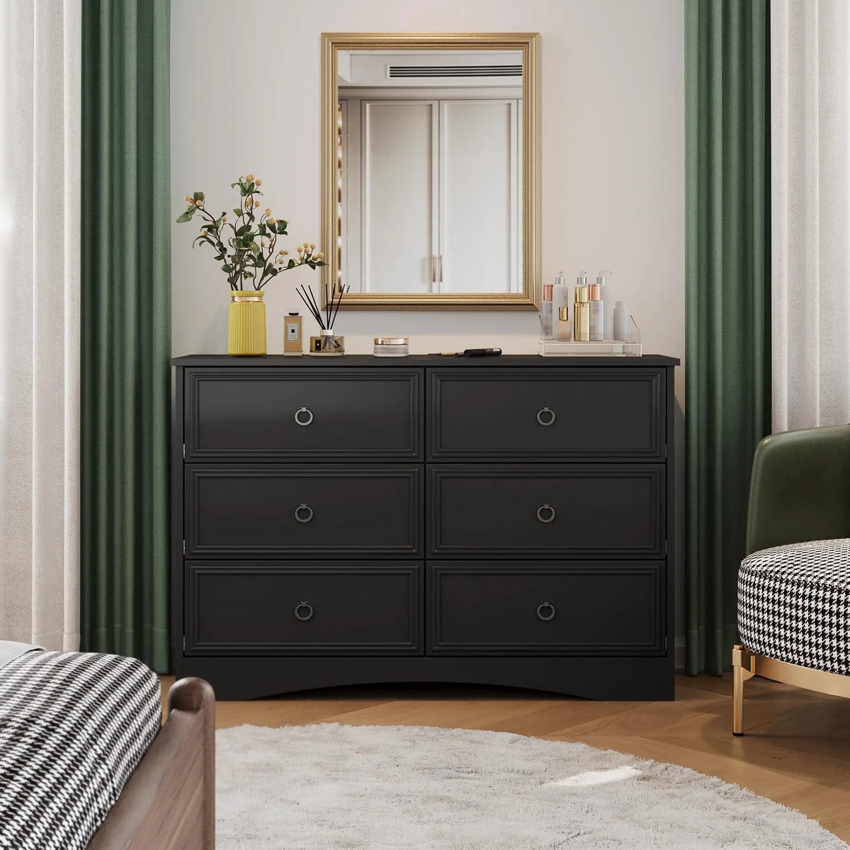 Gray 6 Drawer Wood Dresser B895