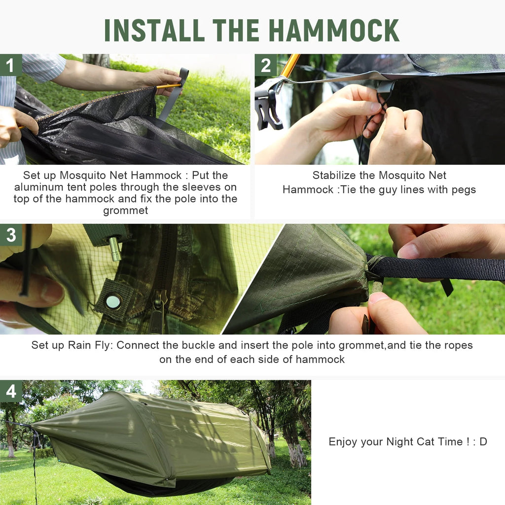 Camping Hammock Tent with Mosquito Net and Rain Fly K535