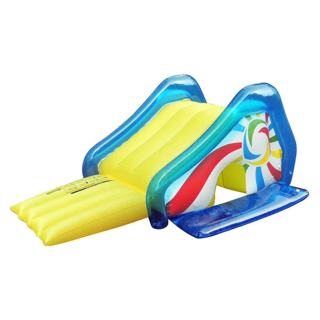 Yellow and Blue Pool Side Slide with Attached Sprayer Z276066