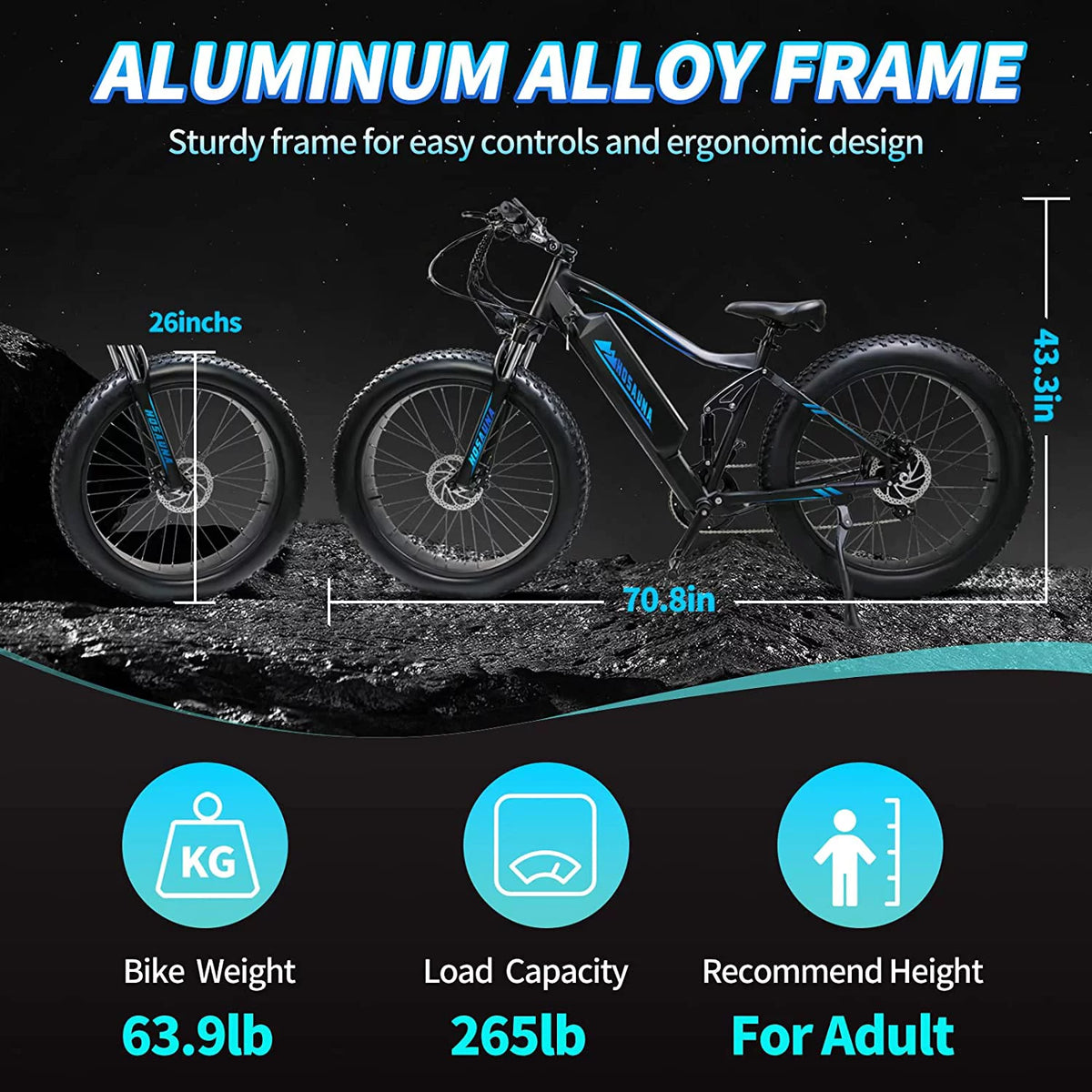 500W 26'' Fat Tire Electric Mountain Bike V1403