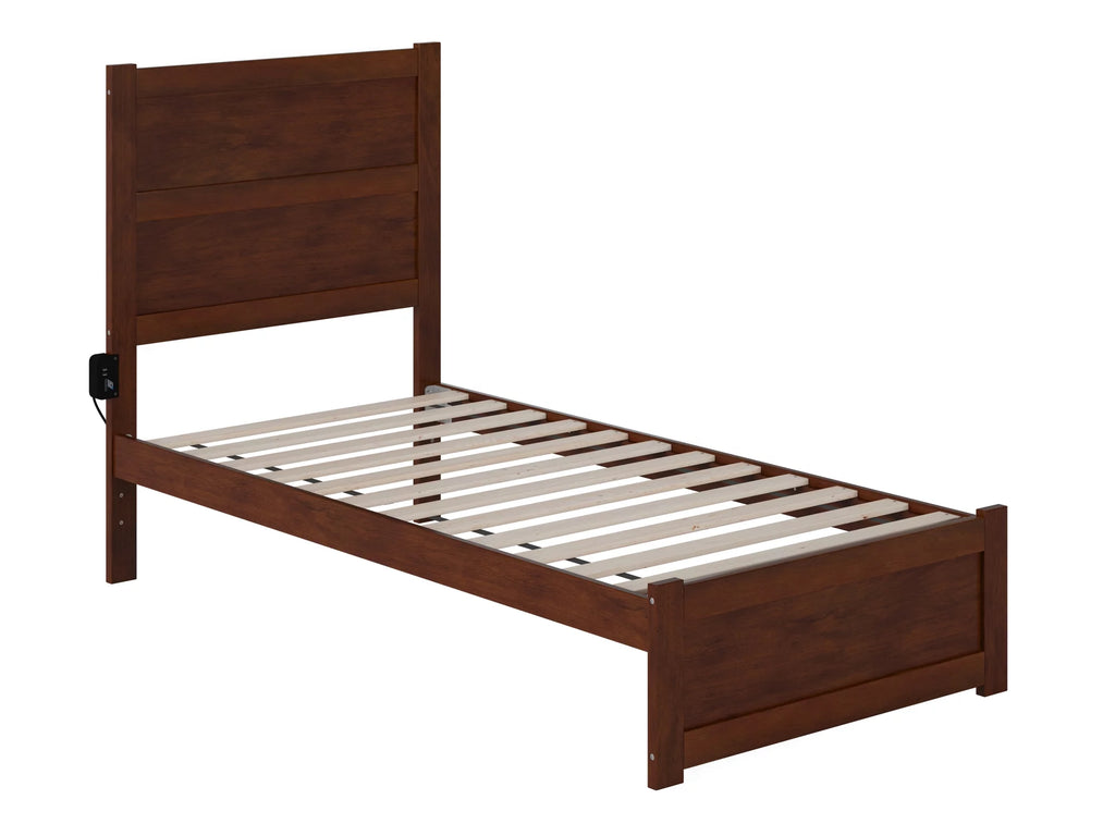 Twin Wood Platform Bed with Panel Headboard and Footboard T67846