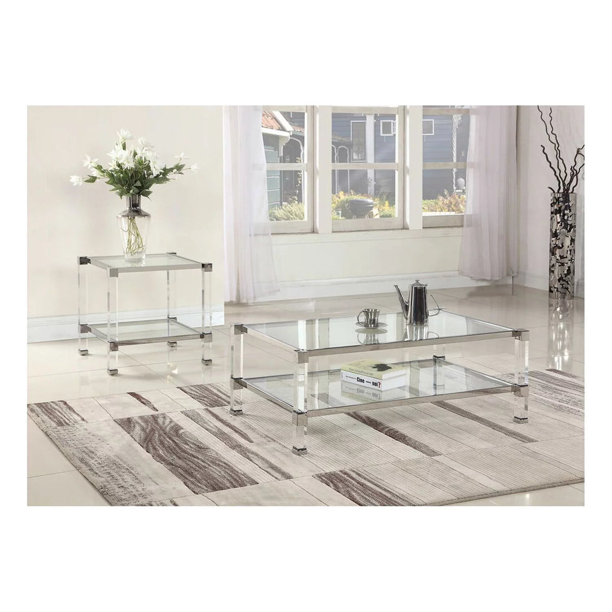 Silver Glass Coffee Table Y60245