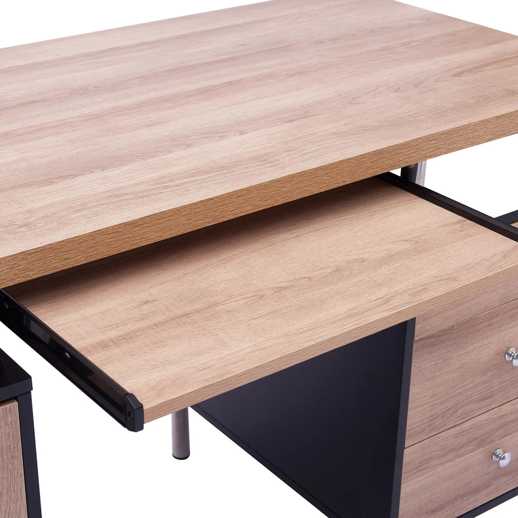 4-Drawer Two-Tone Small Desk with Storage and Charging Station H667405
