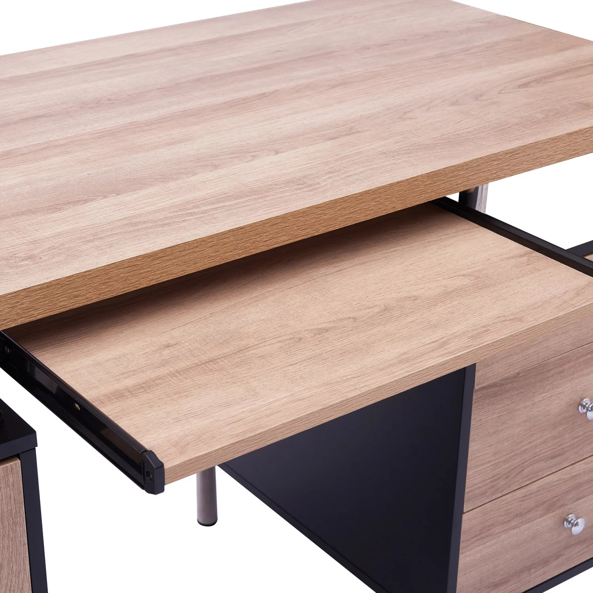 4-Drawer Two-Tone Small Desk with Storage and Charging Station H667405