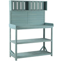 65" Green Wooden Potting Bench with 4 Storage Shelves K367