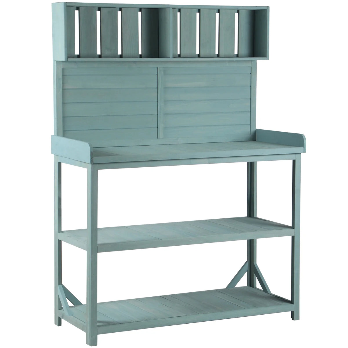 65" Green Wooden Potting Bench with 4 Storage Shelves K367