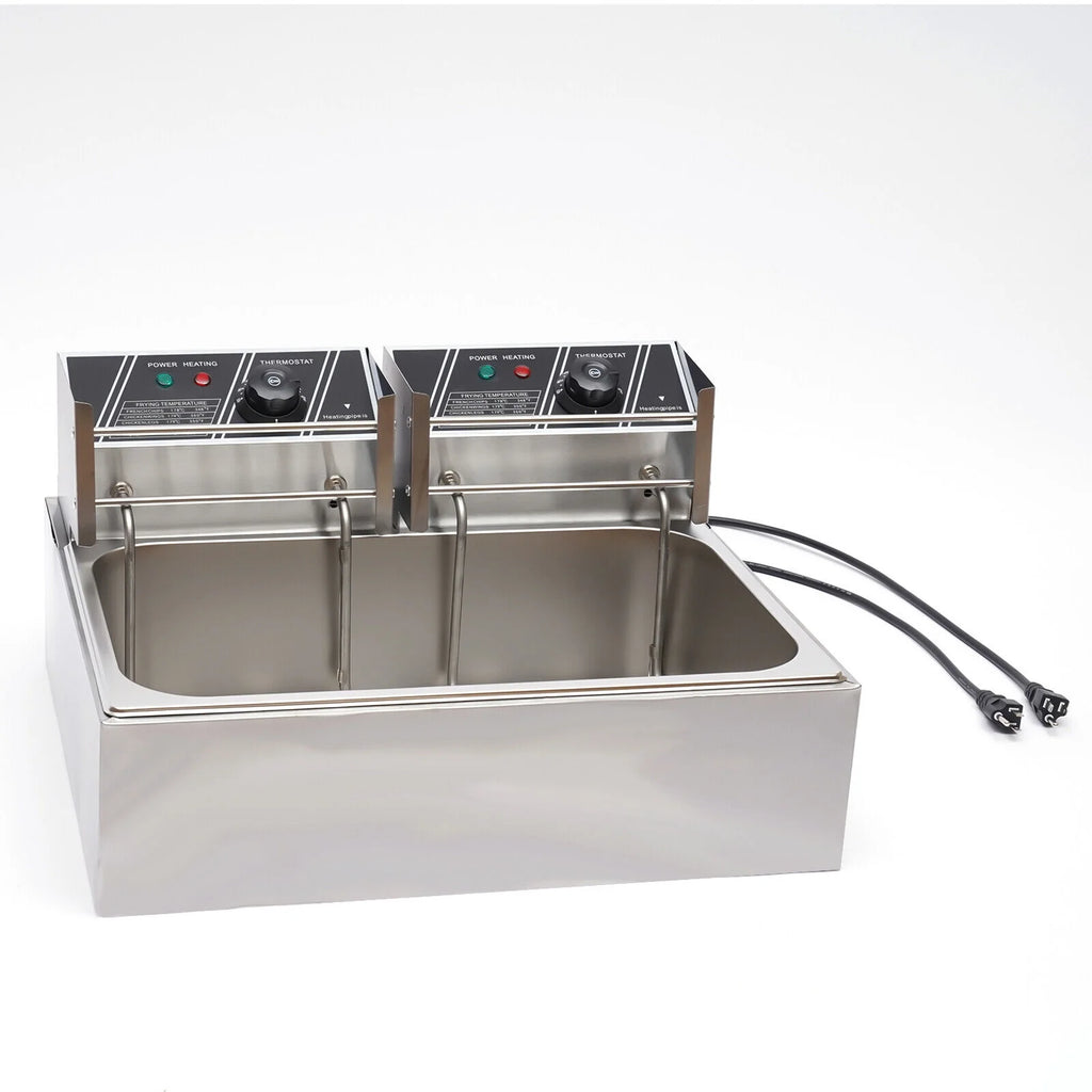 12.9QT 5000W Stainless Steel Dual Tank Deep Fryer C395477