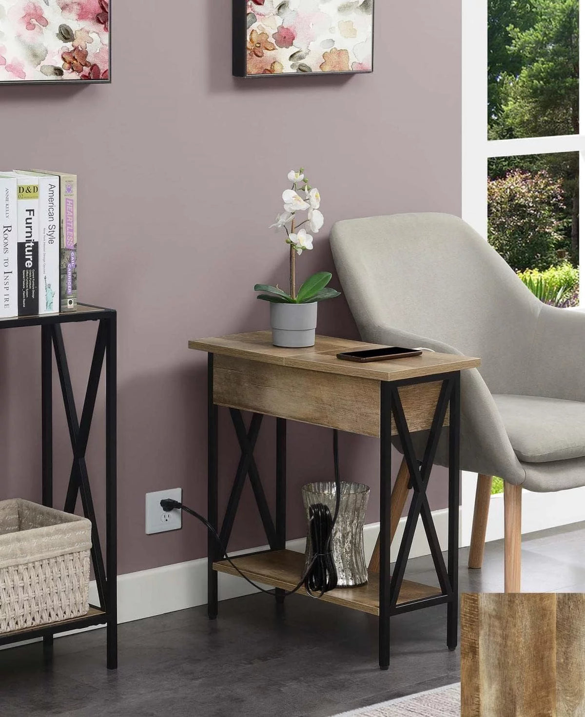 End Table with Charging Station and Shelf L239820