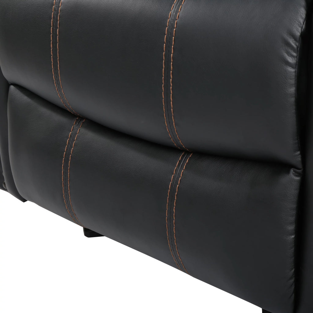 Black Faux Leather Gliding Recliner A17949