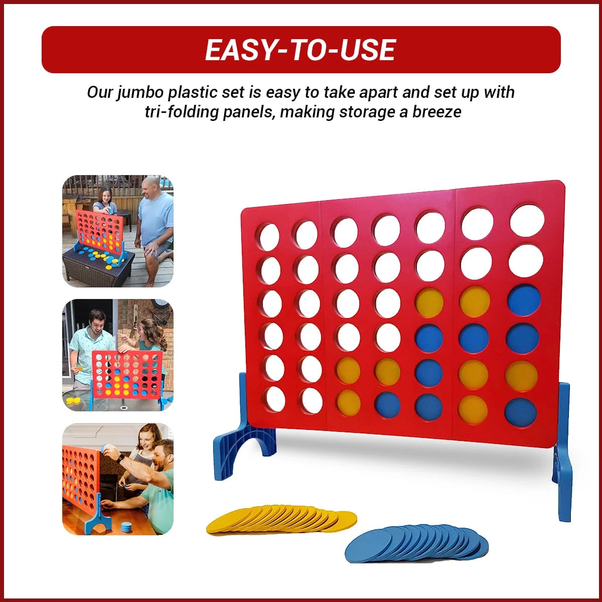 Giant 4 in-A-Row Outdoor Yard Game with Carrying Case O8981