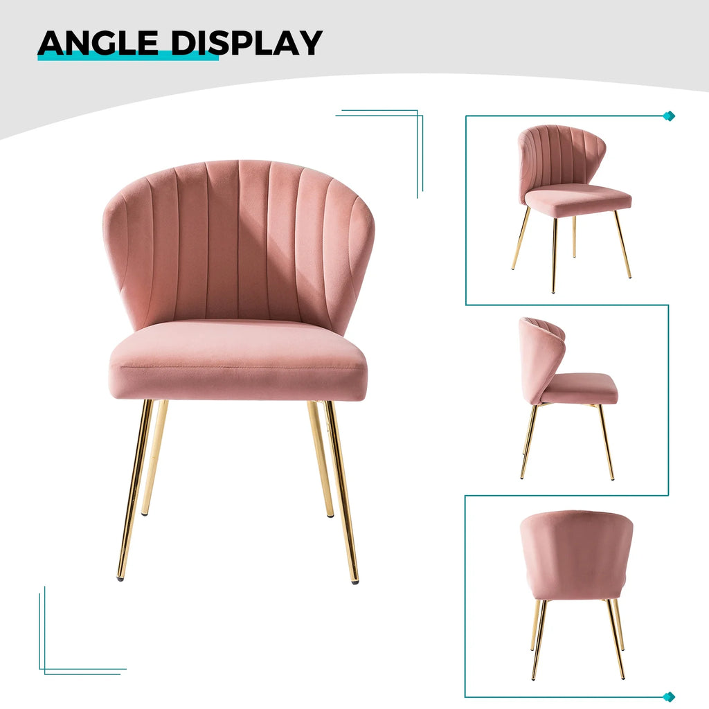 Pink Velvet Upholstered Accent Chair with Gold Metal Legs T546