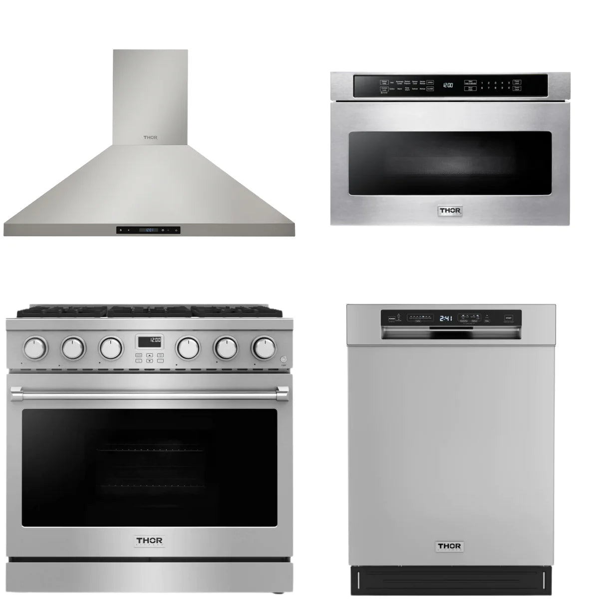 36 Gas Range, Range Hood, Dishwasher and Microwave R169518