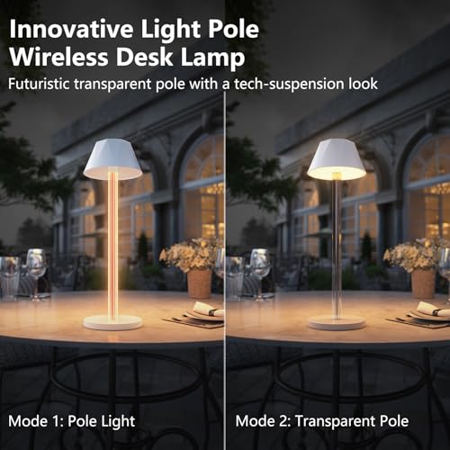 Rechargeable Cordless Table Lamp with 6000mAh Battery Operated 3 Color Stepless Dimming Waterproof R9485