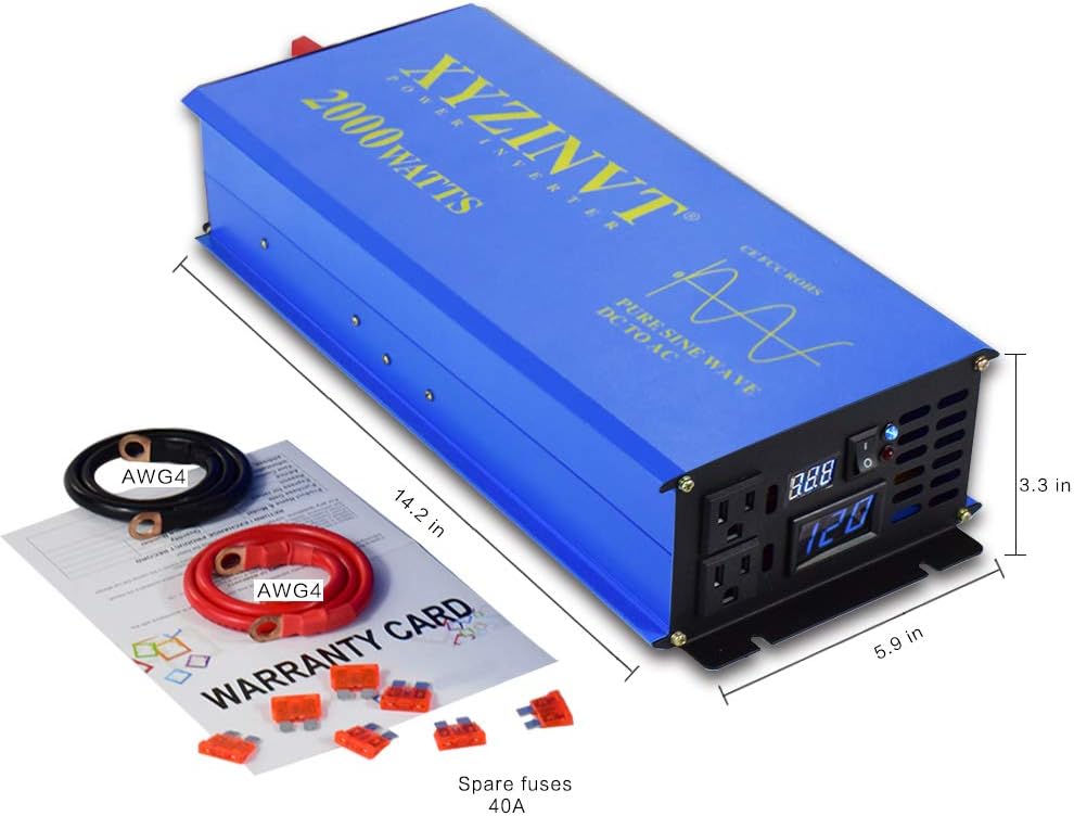 3000 watt Pure Sine Wave Power Inverter dc 24v to ac 120v with LED Display and Wireless Remote Controller K144460