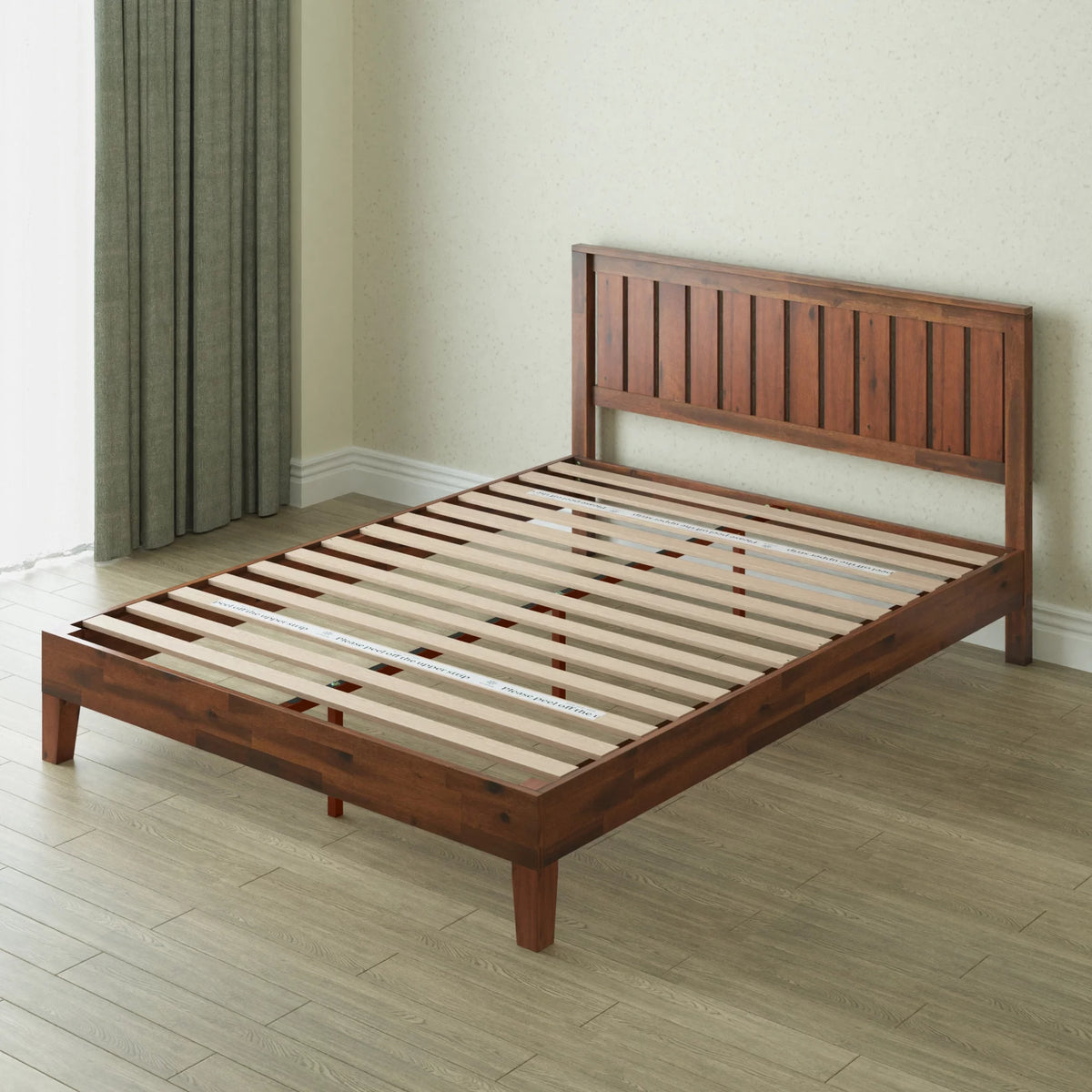 Queen Wood Platform Bed Frame with Headboard T4675