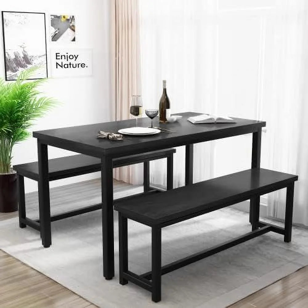 3 Piece Dining Table Set with 2 Benches F6145