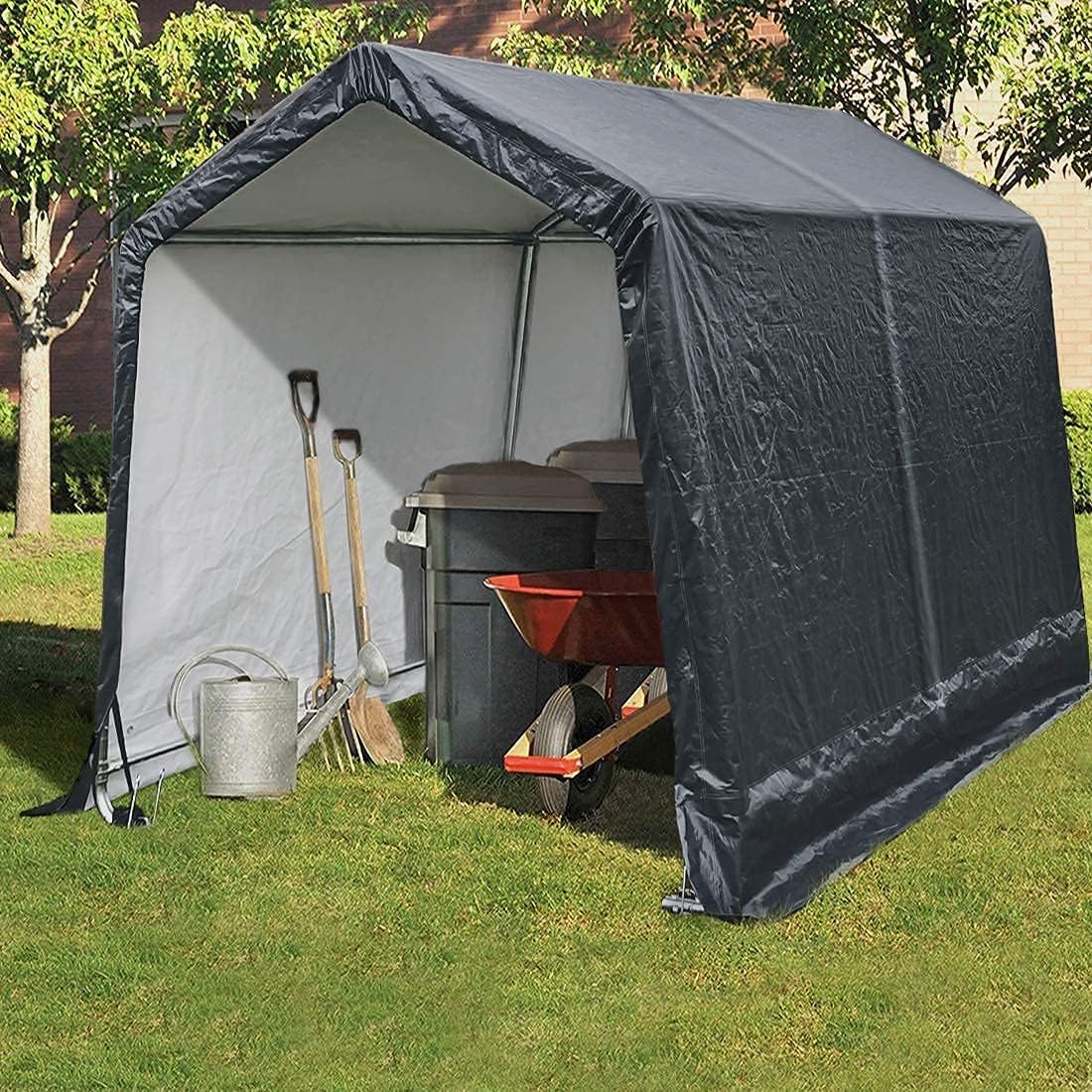 8x8 ft Portable Garage Shelter Outdoor Storage Shed Car Canopy Carport D957