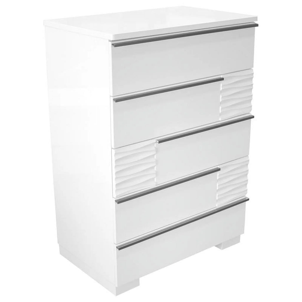 White 5 Drawer Poplar Wood Bedroom Chest A711
