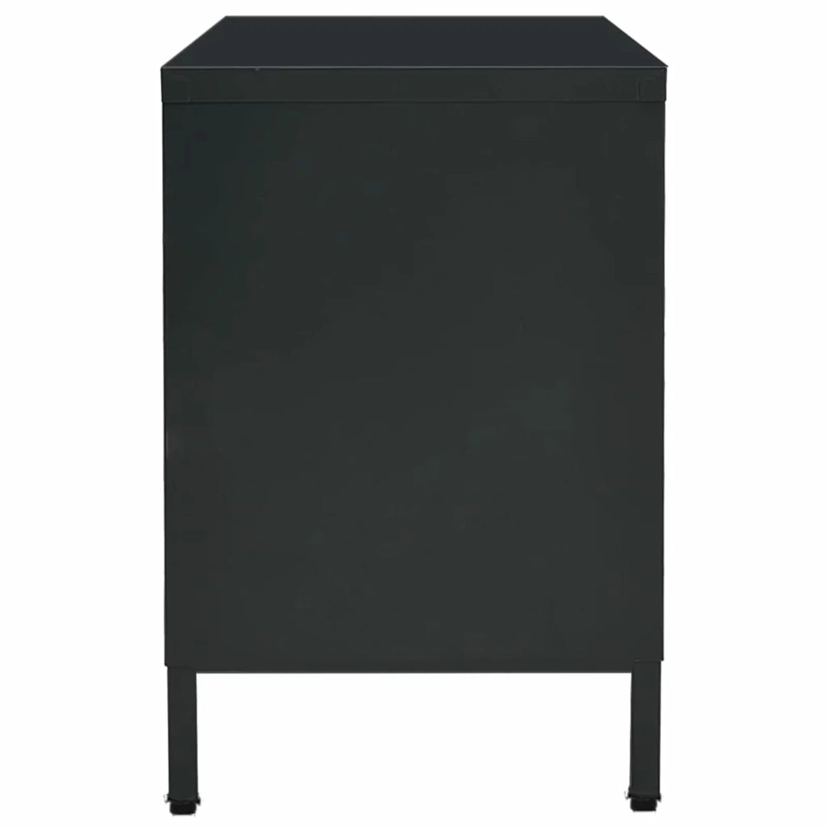 Black Steel TV Stand with Glass Doors A809