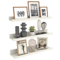 24 Inch Creamy White Beige Wood-Grain Floating Shelves Set of 3 E244